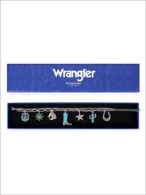 Wrangler Western Stack Bracelet 14K Gold Silver Plated Turquoise Charm